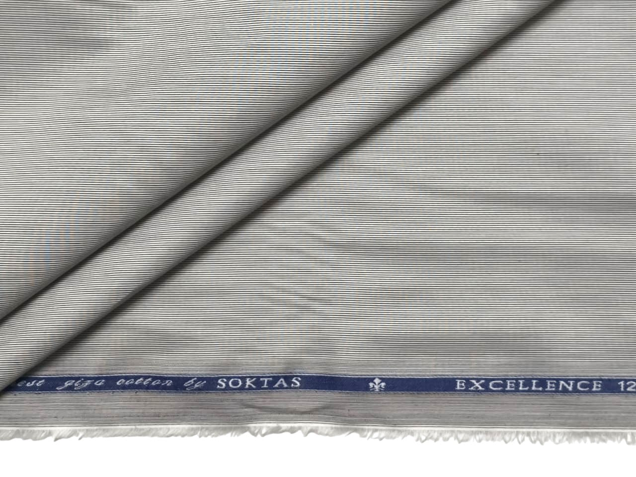 Giza House By Soktas 120/2 Finest Giza Cotton Shirting Fabric (Grey Microstripes)
