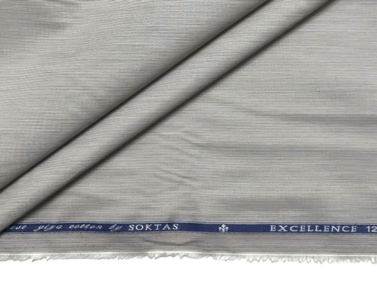 Giza House By Soktas 120/2 Finest Giza Cotton Shirting Fabric (Grey Microstripes)