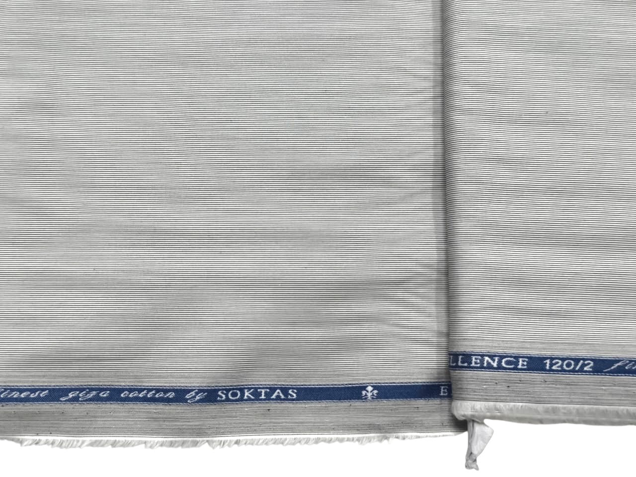 Giza House By Soktas 120/2 Finest Giza Cotton Shirting Fabric (Grey Microstripes)