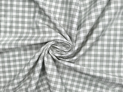 Reid & Taylor Finest Giza Cotton Luxury Shirting Fabric (Sage Green , Checks)