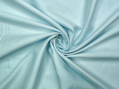 Vercelli Italy 2/120s Finest Supima Cotton Shirting Fabric (White,Blue & Green, Stripes)