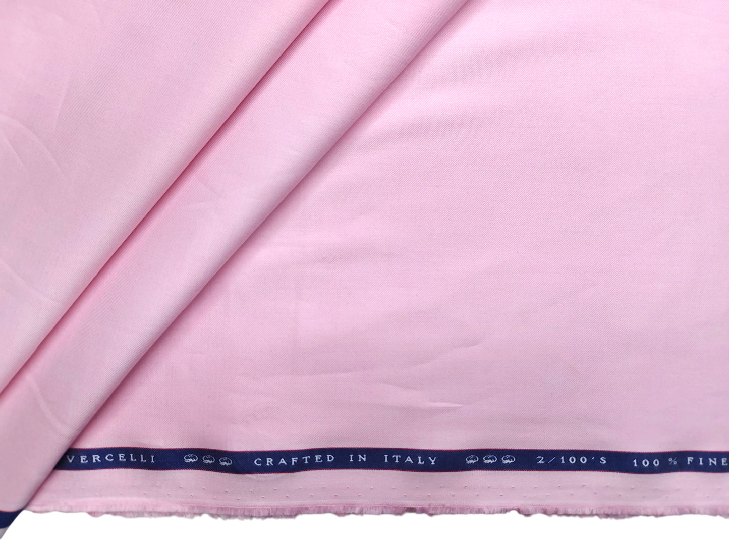 Vercelli Italy 2/100s Finest Supima Cotton Shirting Fabric (Pink , Plain)