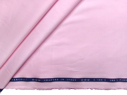 Vercelli Italy 2/100s Finest Supima Cotton Shirting Fabric (Pink , Plain)