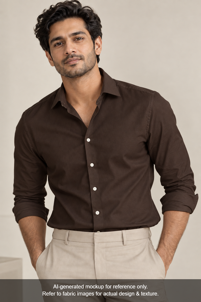 Grasim By Aditya Birla Group 100% Pure Cotton Shirting Fabric (Dark Brown , Plain)