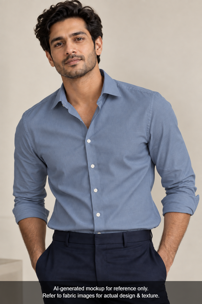 Grasim by Aditya Birla Group 100% Pure Cotton Premium Shirting Fabric (Misty Blue, Plain)