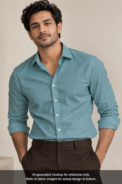 Grasim by Aditya Birla Group 100% Pure Cotton Premium Shirting Fabric (Sea Green, Plain)