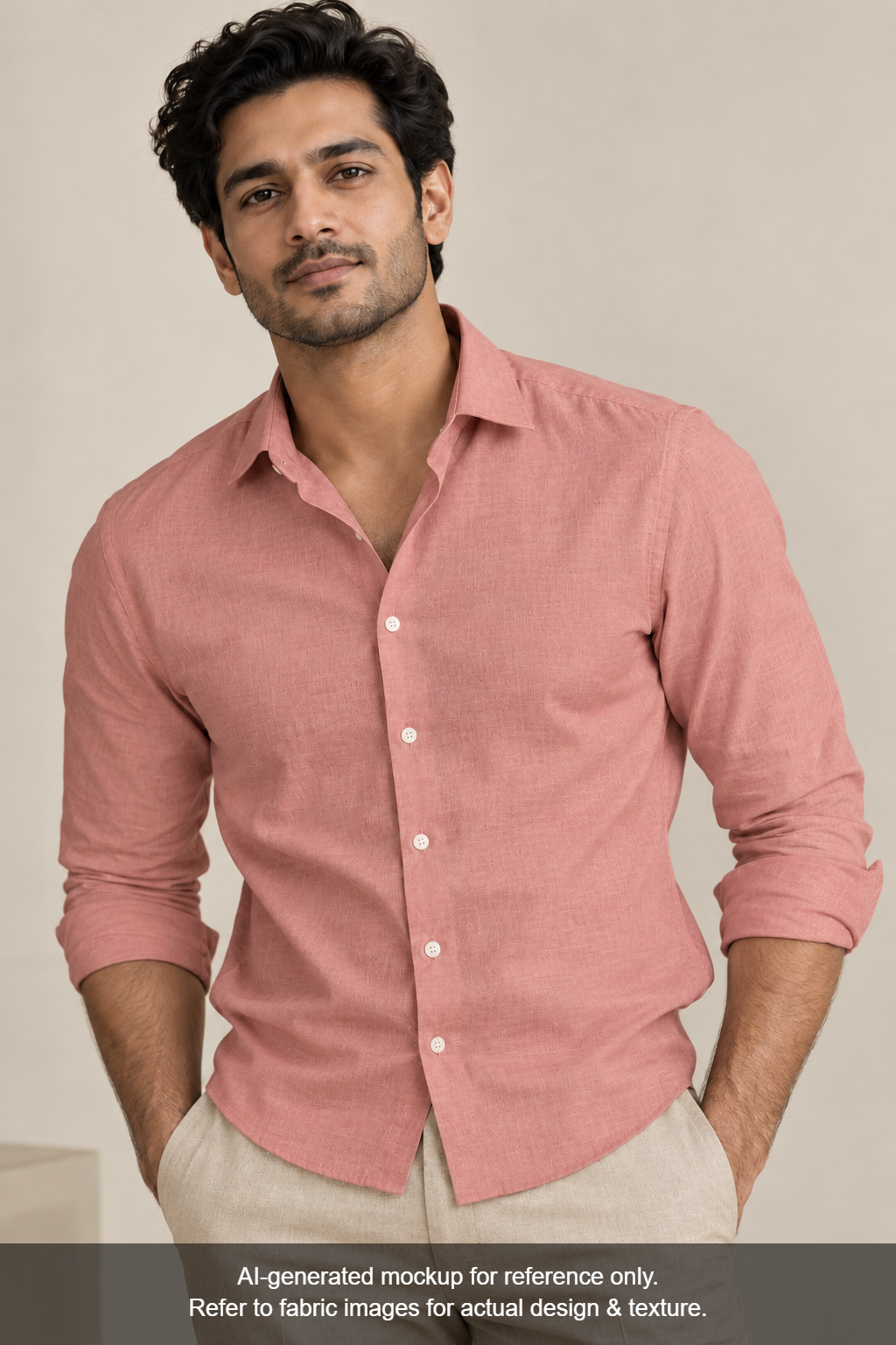 100% European Linen Shirt Fabric (Muted Rose) - 60 LEA