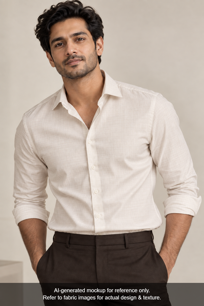 Giza House By Soktas 120/2 Premium Giza Cotton Shirting Fabric (Beige, Plain Weave)