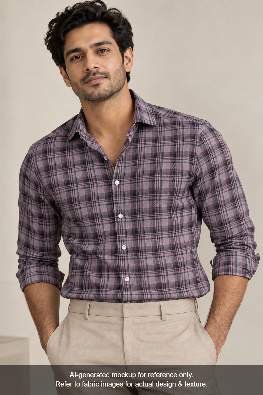 Tessitura Monti 100% Premium Giza Cotton Shirting Fabric (Wine, Multichecks)
