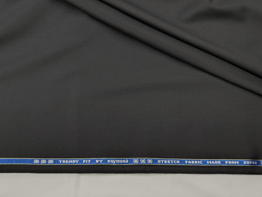 Raymond Wool Blend Unstitched Stretch Suiting Fabric (Black)